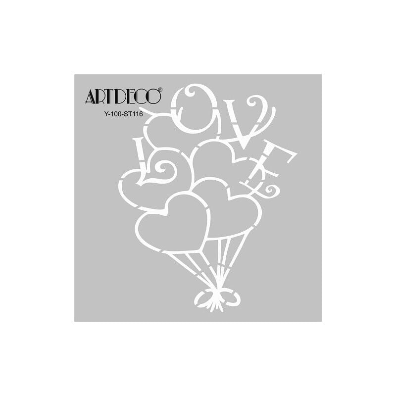 Artdeco Stencil 30x30cm Kalp Balon 116 Lv-y-100-st116