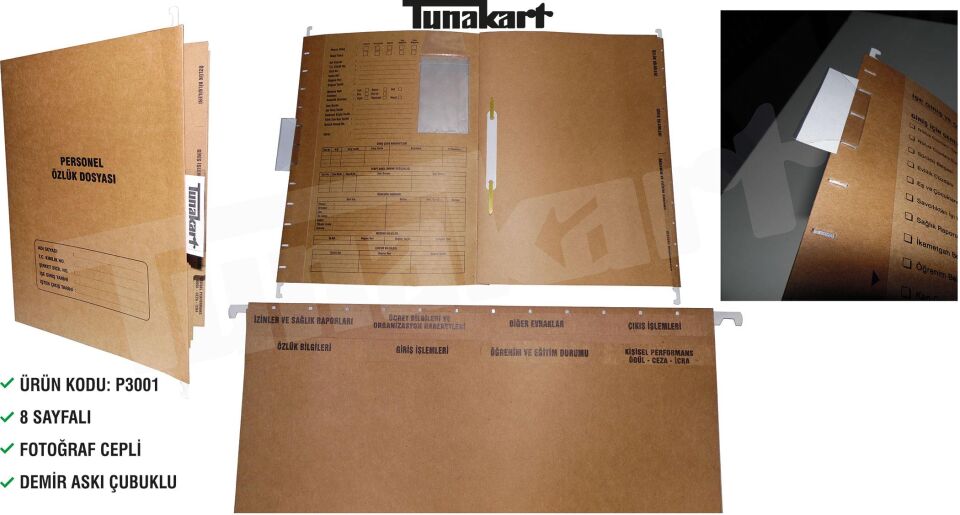 Tuna Askılı Dosya 8 Li Personel Özlük Demir Çubuklu 450081