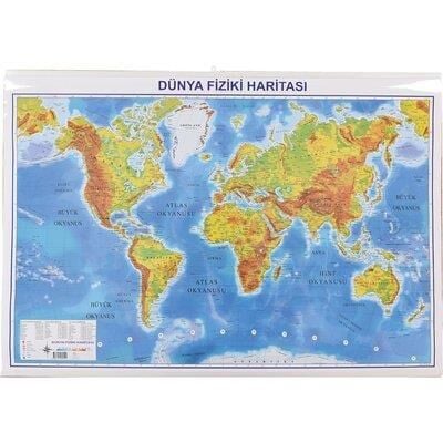 İnter Harita Dünya Siyasi-fiziki Askılı Int-819