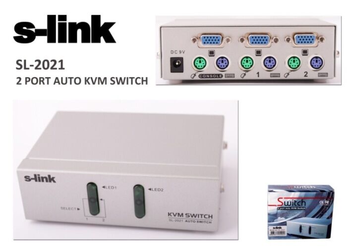 S-link Sl-2021 2pc-1mn Vga+ps-2 Manuel Kablolu Kvm Switch