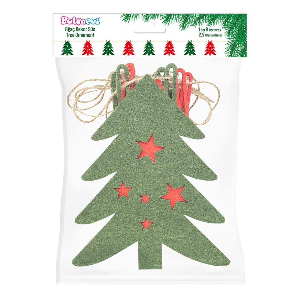 Balonevi Yılbaşı Ağacı Keçe 8 Li 0588