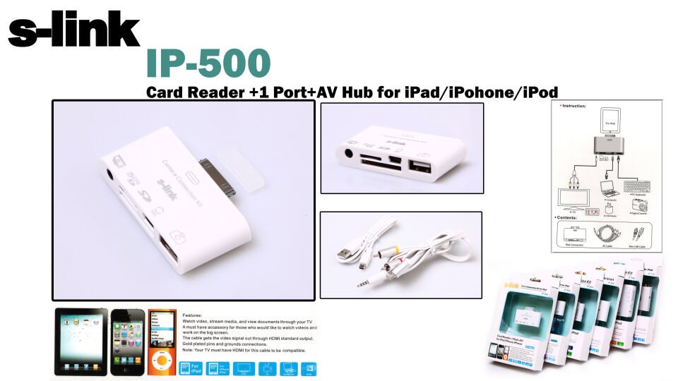 S-link Ip-500 Ipod-iphone-ipad 5in1 Av+kamera Kablosu