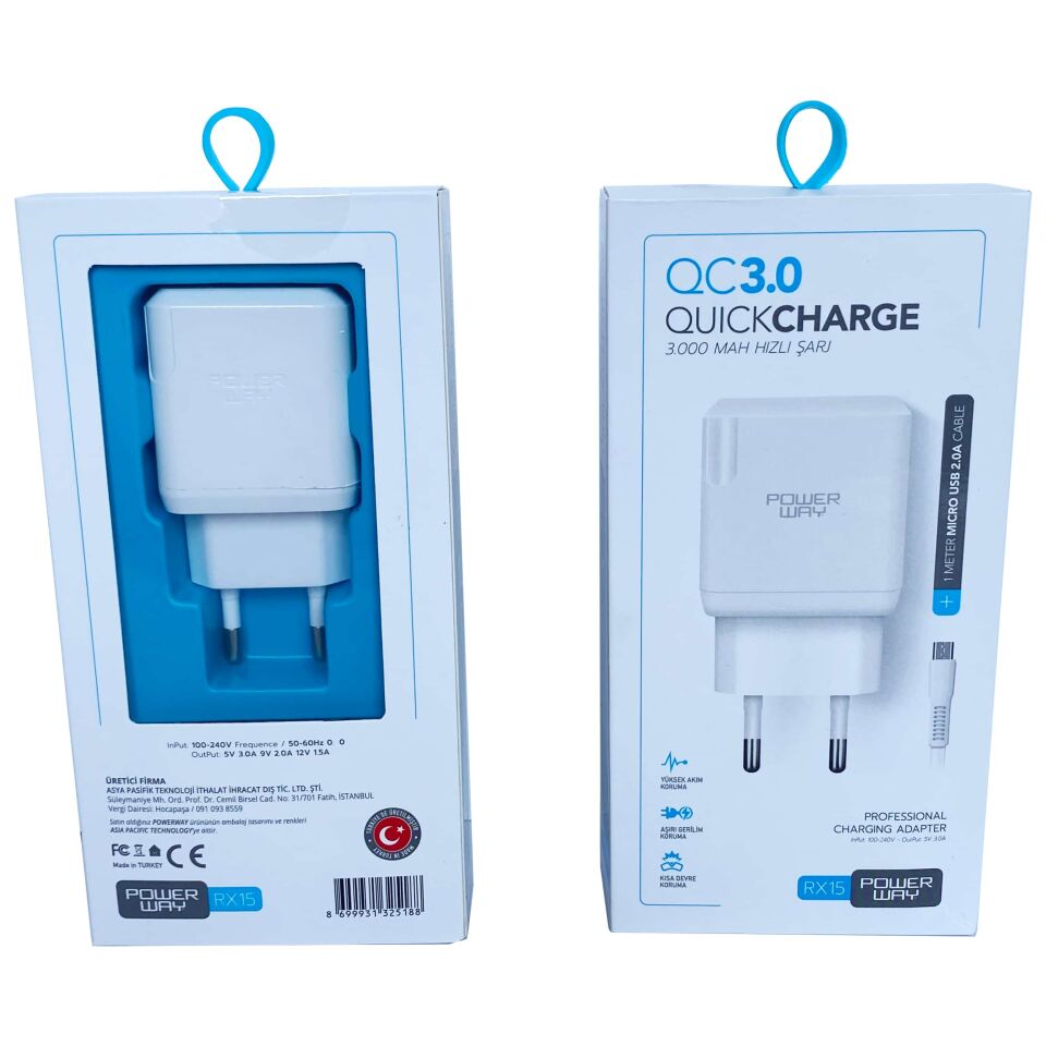 Powerway Rx15 Qc3.0 Micro Kablo+ev Şarj Cihazı