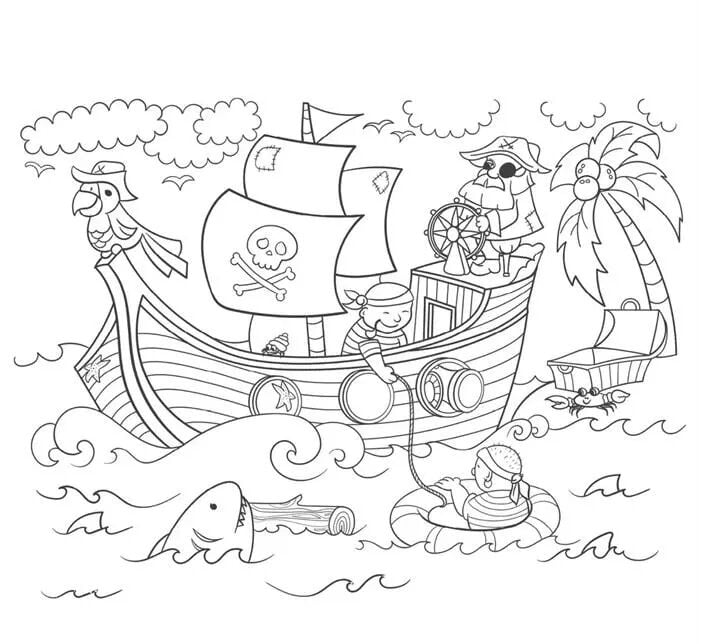 Artdeco Desenli Tuvaller Çocuk 40x50 Cm Korsanlar Gemide Lv-y-100-p40.02