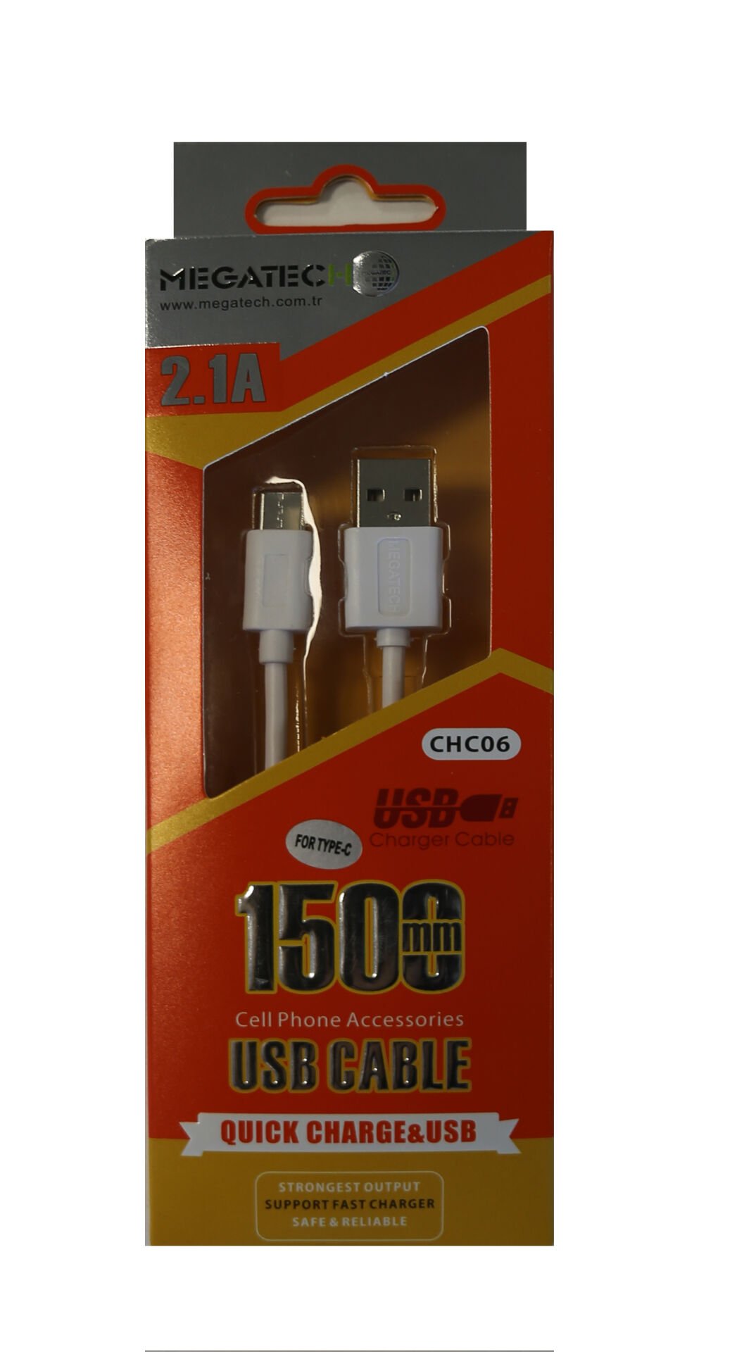 Megatech Chc06 Beyaz 2.1a 1,5mt Type-c Bağlantı Kablosu