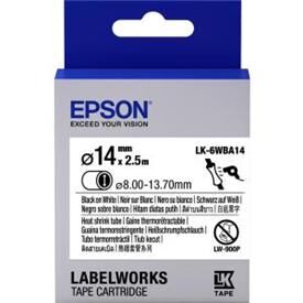 Epson Lk-6wba14 Isıyla Daralan Siyah Üzeri Beyaz 14mm 2,5metre Etiket