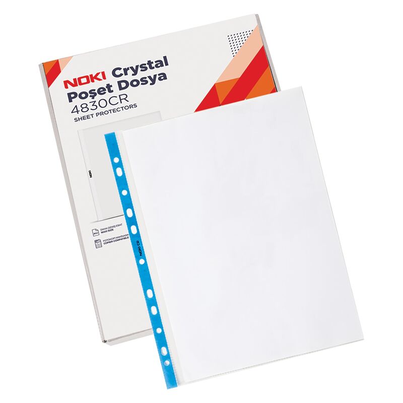 Noki Poşet Dosya Kristal Mavi Şeritli 100 Lü 4830-cr