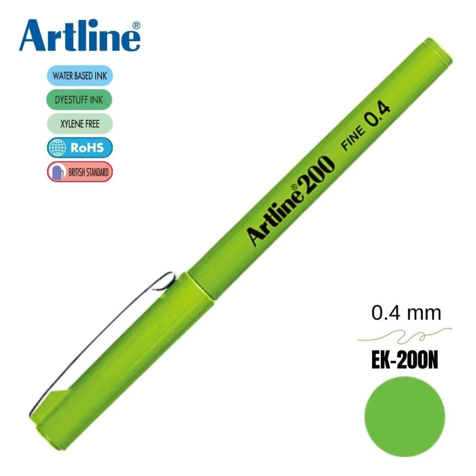 Artline Ek-200n Fine Keçe Uçlu Yazı Kalemi 0,4mm Sarımsı Yeşil