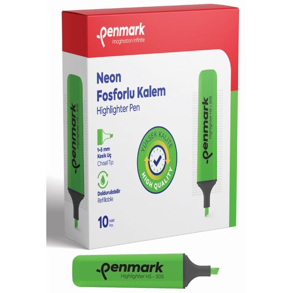 Penmark Neon Fosforlu Kalem Yeşil Hs-505-02
