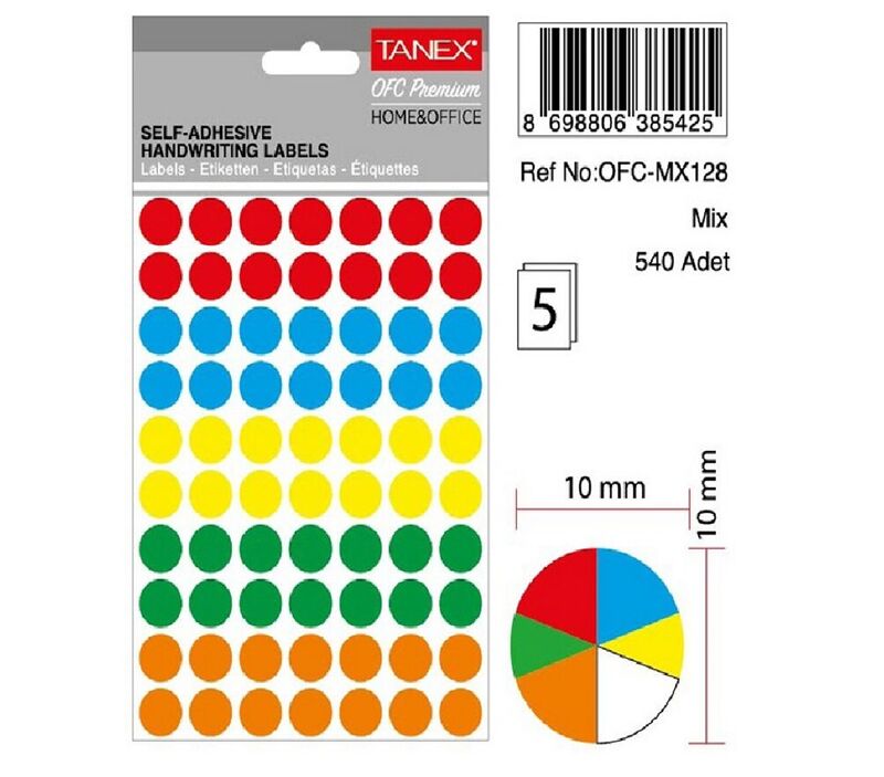 Tanex Ofis Etiketi Ofc-128 10mm 540 Lı