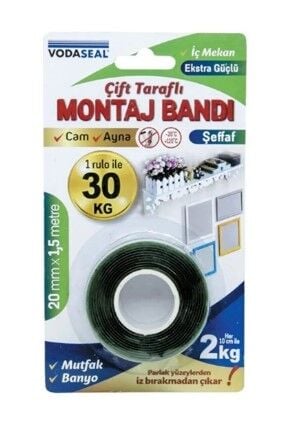 Vodaseal Vhb İç Mekan Montaj Bandı 200mmx1,5mt Şeffaf