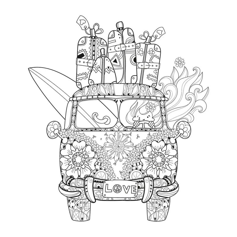 Artdeco Desenli Tuvaller Çocuk 40x50 Cm Retro Minibüs Lv-y-100-p40.01