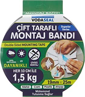 Vodaseal Çift Taraflı Köpük Montoj Bantı 19mmx25mt (metal-cam-plastik-ahşsap)