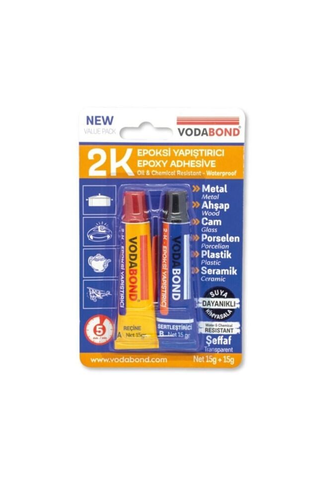Vodaband 2k Rapid Epoxy Yapıştırıcı (15+15gr)( Reçine+sertleştirici)