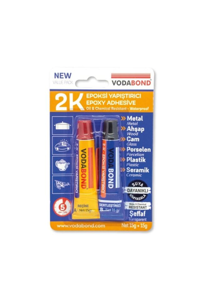 Vodaband 2k Rapid Epoxy Yapıştırıcı (15+15gr)( Reçine+sertleştirici)