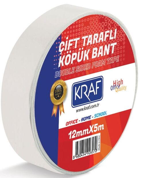 Kraf Çift Taraflı Köpük Bant 12mmx5m 5012g