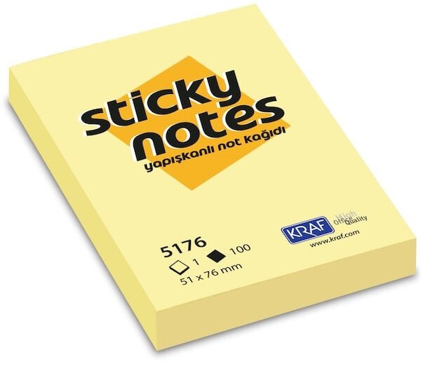 Kraf Yapışkanlı Not Kağıdı 51x76 Mm Sarı 5176