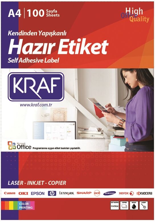Kraf Laser Etiket Kf-2012 A4 63,5x72 Mm