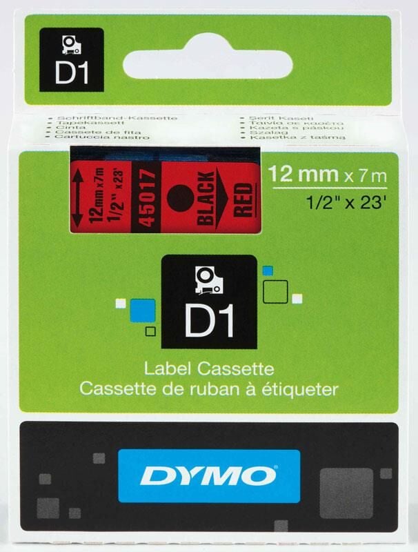 Dymo D1 Yedek Şerit 12 Mm X 7 Mt Kırmızı / Siyah (45017) Dy-0720570