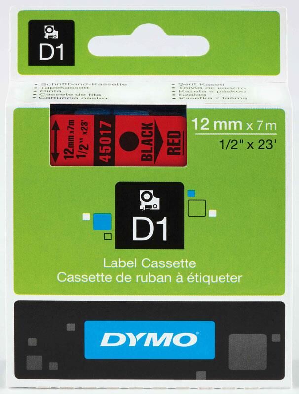 Dymo D1 Yedek Şerit 12 Mm X 7 Mt Kırmızı / Siyah (45017) Dy-0720570