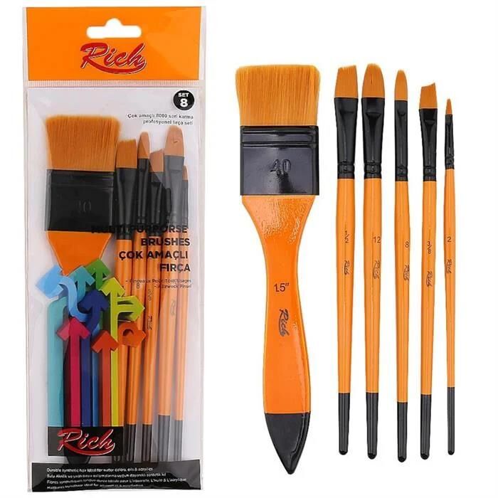 Rich Set 8 Zemin Fırça Karma Set 6'lı Set Set8-03357