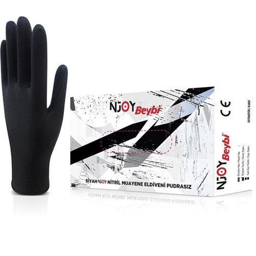 Beybi Muayene Large Pudrasız Njoy Nitril Siyah Eldiven