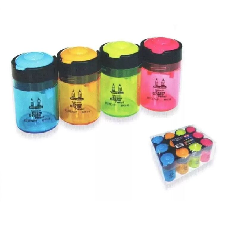 Rubenis 4 Renk Çift Açacaklı Yuvarlak Şeffaf Kapaklı Pvc Ambalajlı Kalemtraş Rkt-27