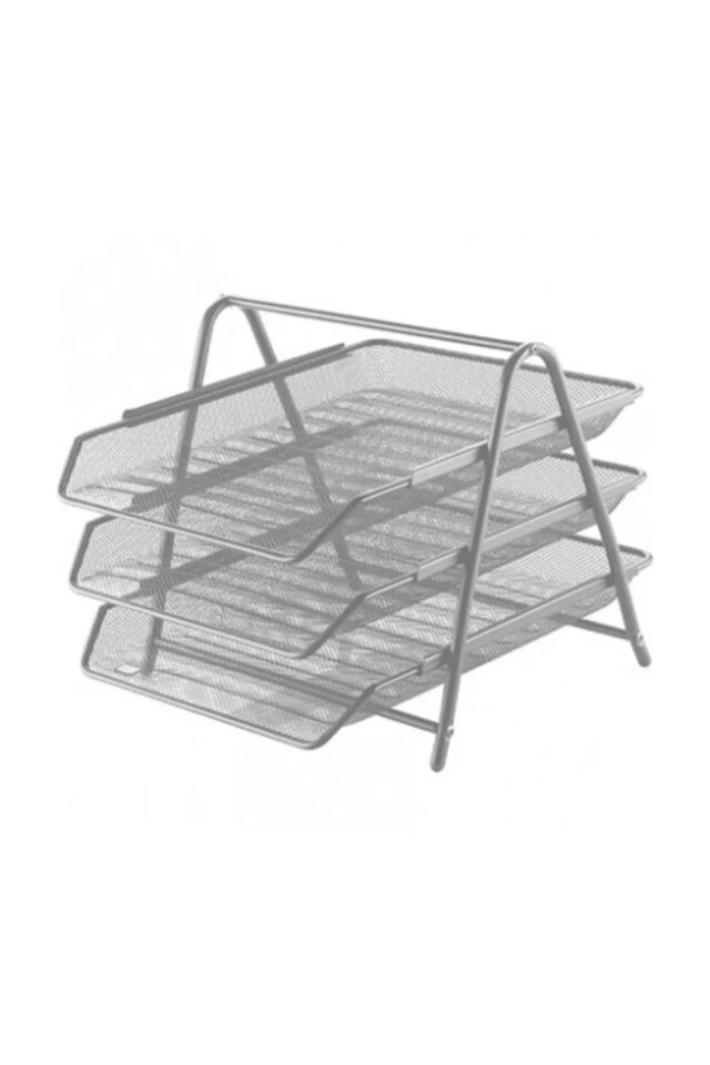 Cassa Evrak Rafı 3'lü Metal Fileli Gümüş 8933