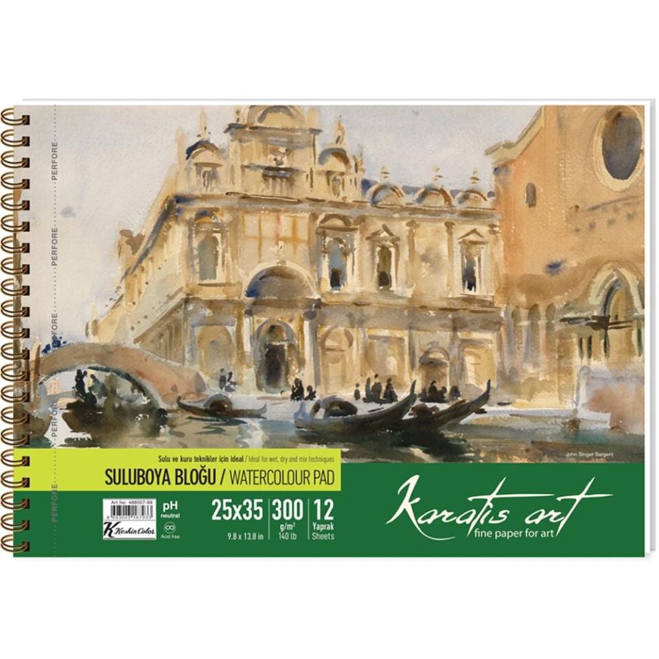Keskin Color Karatis Suluboya Blok Spiralli Art 300 Gr 25x35 12 Yp 488007-99