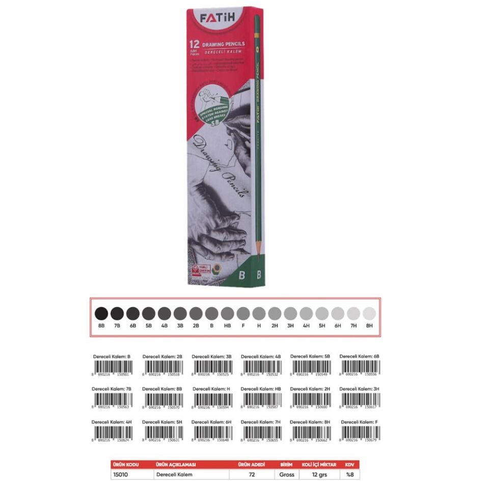 Fatih Hb Dereceli Kurşun Kalem Fa-1510-hb