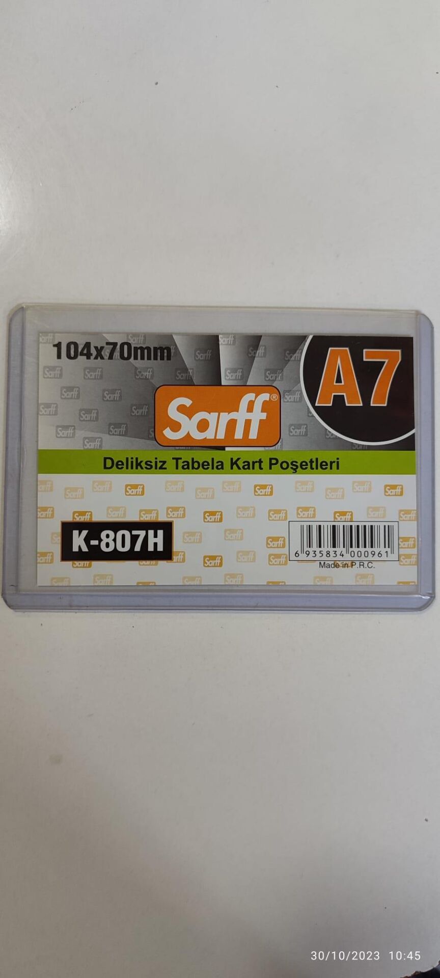 Sarff Yatay Deliksiz Kart Kabı A7 104x70 Mm K-807h