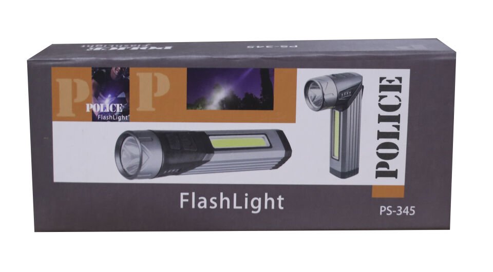 Polıce Ps-345 Şarj Göstergeli,aydınlatma Işıklı,90 Derece Oynar Başlıklı Şarjlı El Feneri
