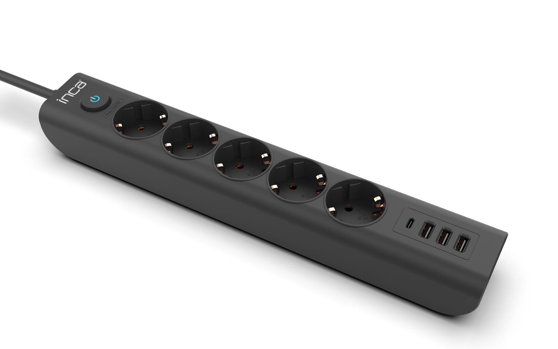 Inca Ipw-44tu 5li 3usb+typ-c Akım Kor. Led Tuş. Priz 1.5m Siyah