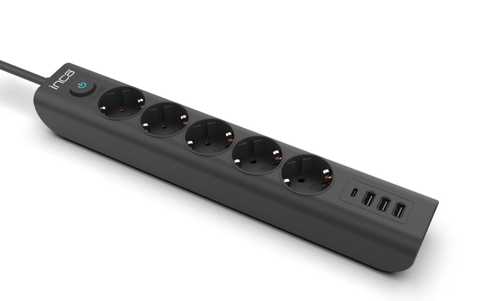 Inca Ipw-44tu 5li 3usb+typ-c Akım Kor. Led Tuş. Priz 1.5m Siyah