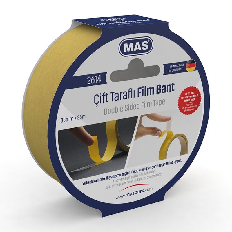Mas Çift Taraflı Bant 38mm 25 Mt Şeffaf 2614