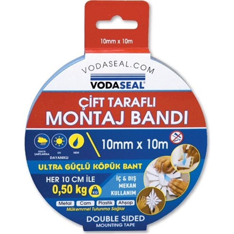 Vodaseal Çift Taraflı Montaj Bandı 10x10mt Kablo Kanalları İçin