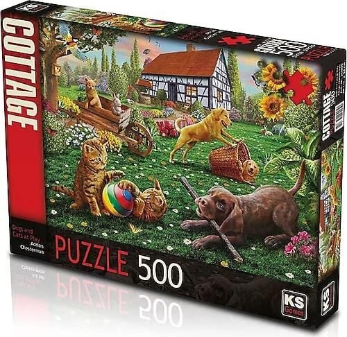 Ks Games Puzzle 500 Parça Dogs And Cats At Play 20005