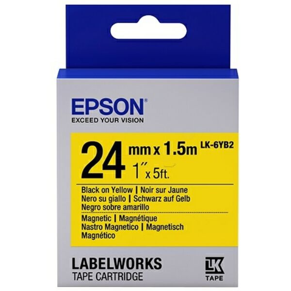 Epson Lk-6yb2 Mıknatıslı Siyah Üzeri Sarı 24mm 1,5metre Etiket