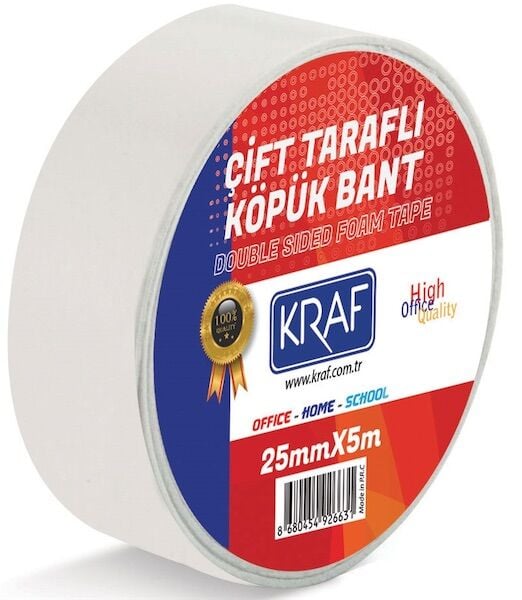 Kraf Çift Taraflı Köpük Bant 25mmx5m 5025g