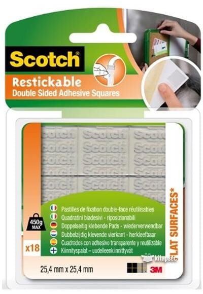 Scotch Çift Taraflı Tekrar Kullanılabilen Bant 25.4mm*25.4mm R100