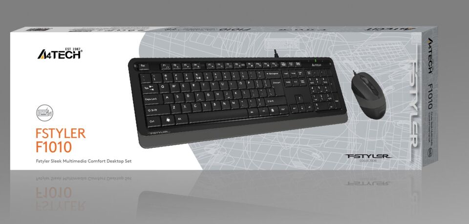 A4 Tech F1010 Q Usb Gri Fn-mm Klv+optik Mouse Set