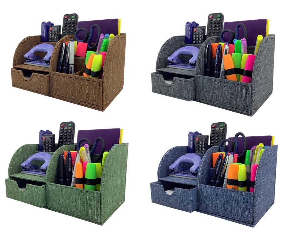 Inn Desıgn Organizer Deri Çekmeceli 27x15x15 Cm Kot Yeşil Dd-1031