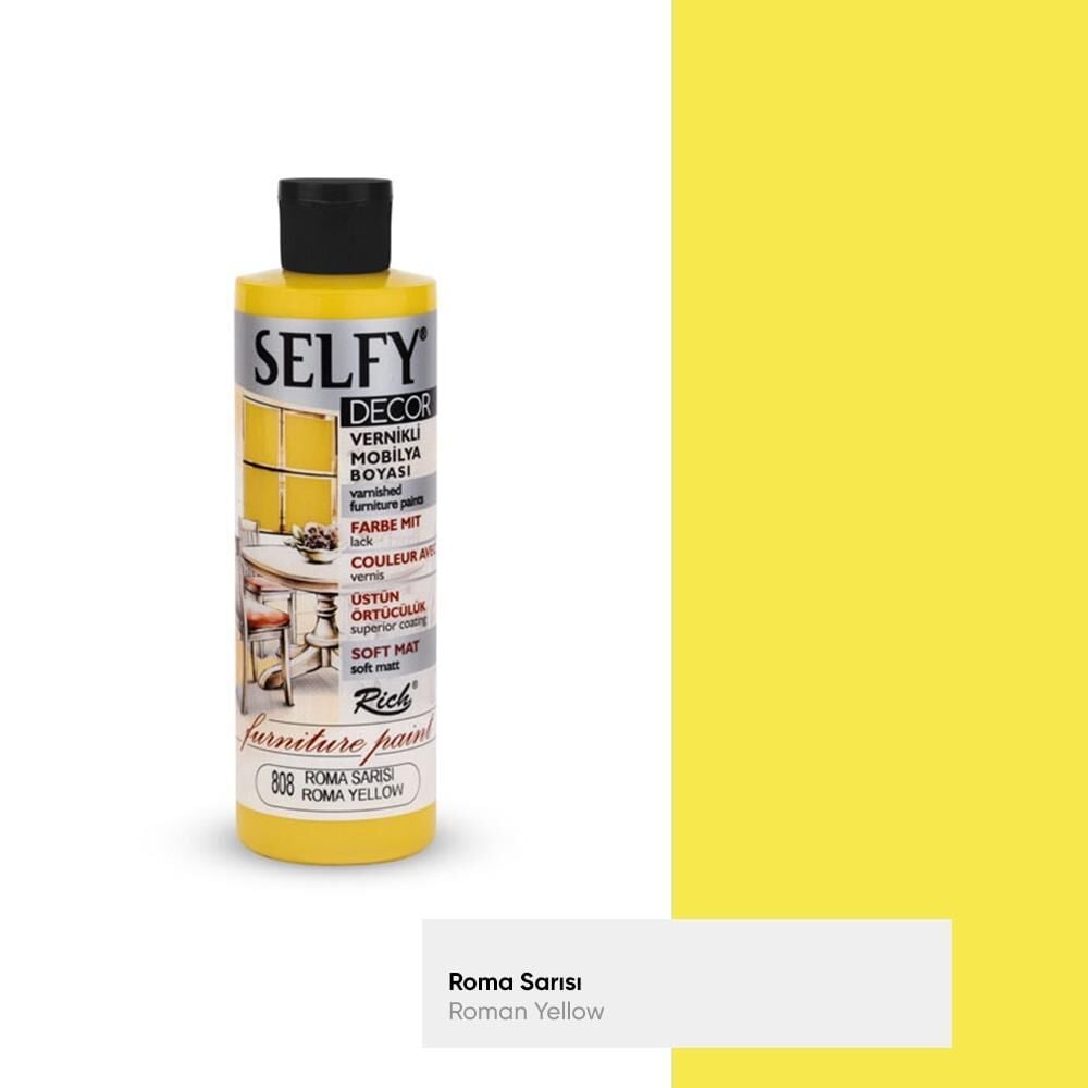 Rich Selfy Decor Mobilya Boyası Vernikli 240 Cc ( 808 ) Roma Sarısı Slf-240-09433