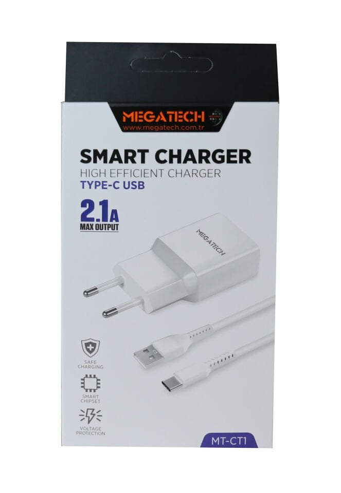 Megatech Mt-ct1 2.1a 2ın1 Typc-e Ev Şarj+type-c Kablo
