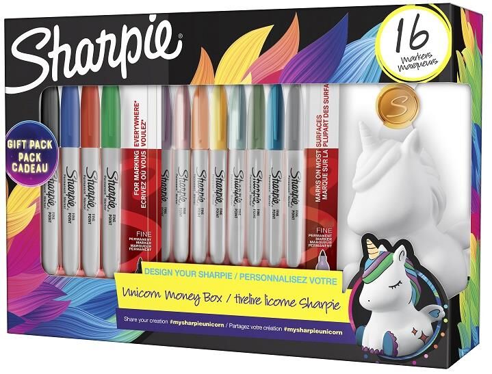 Sharpie Permanent Kalem Fine Kumbara Hediyeli 16lı Set, Tek Boynuz Sh-2164411