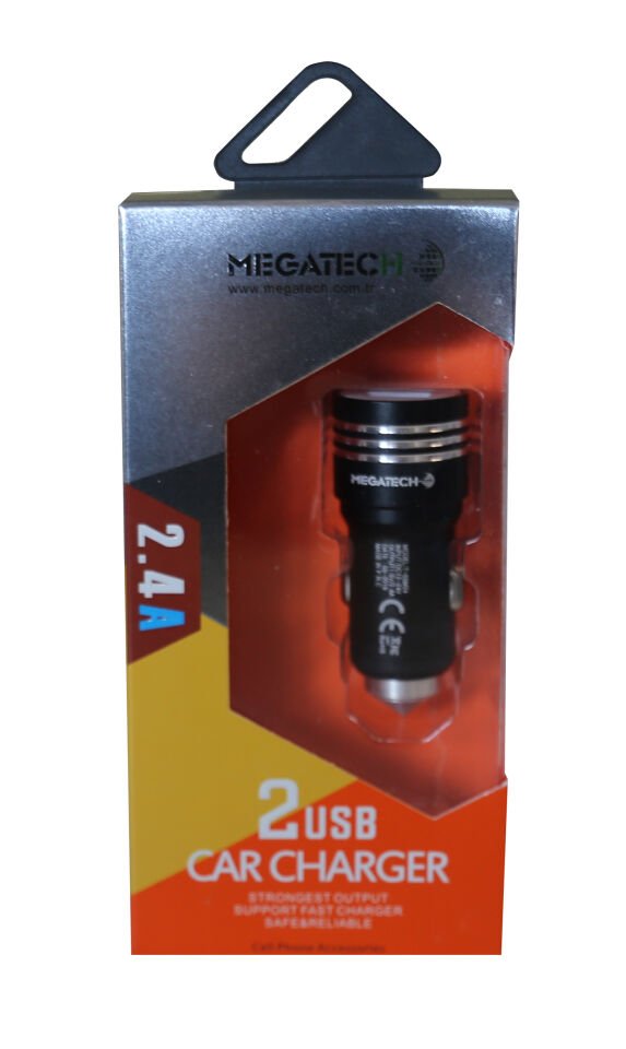 Megatech T05-m24 Gri 2.4a 2usb Çelik Araç Şarj Aleti