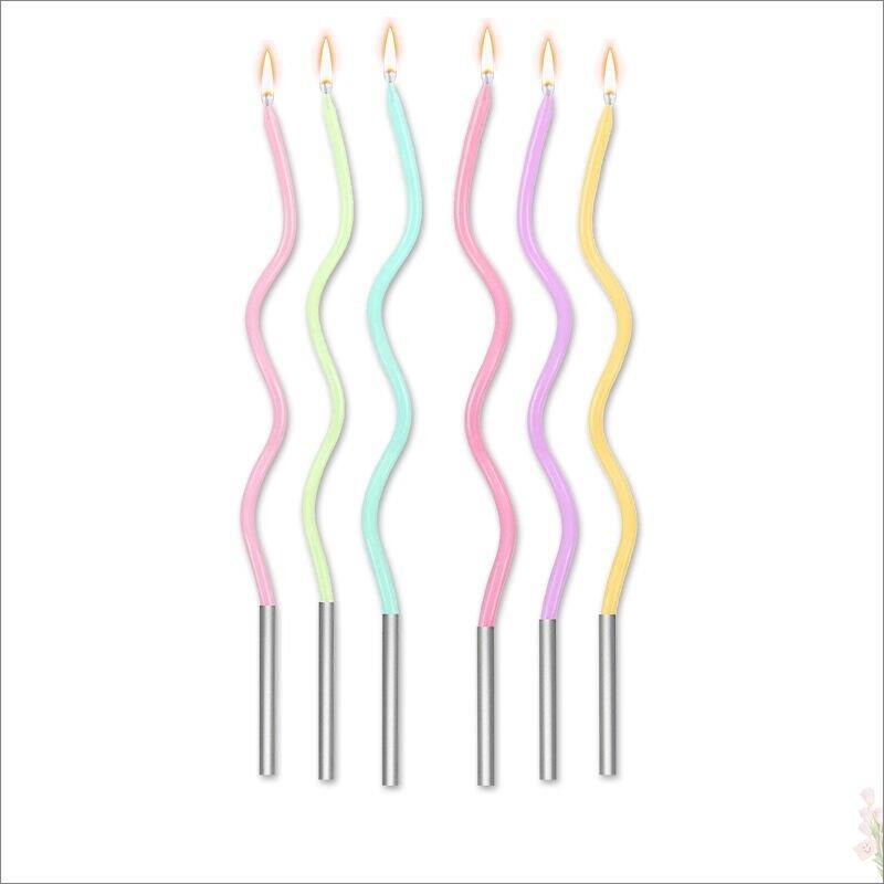 Nedi Mum Spiral Makaron 6'lı Karışık Renk 14 Cm Nd-1655m