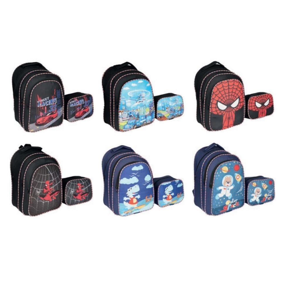 Özkara Okul Sırt Çantası 2 Set Beslenmeli Erkek Modeller 1113