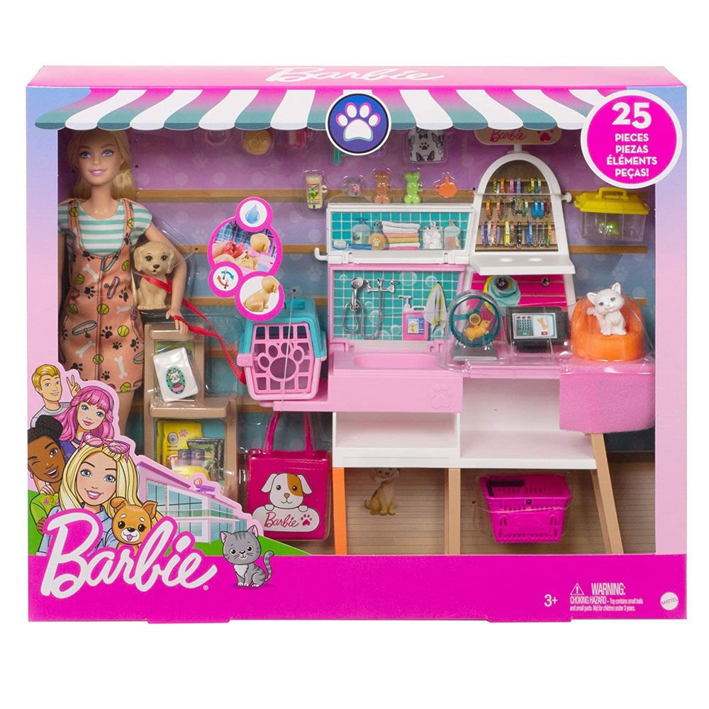 Barbie Bebek Ve Evcil Hayvan Dükkanı Oyun Seti Grg90
