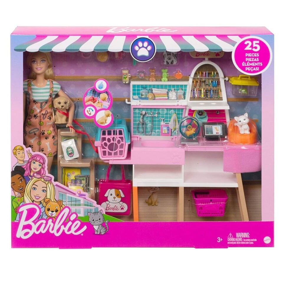 Barbie Bebek Ve Evcil Hayvan Dükkanı Oyun Seti Grg90